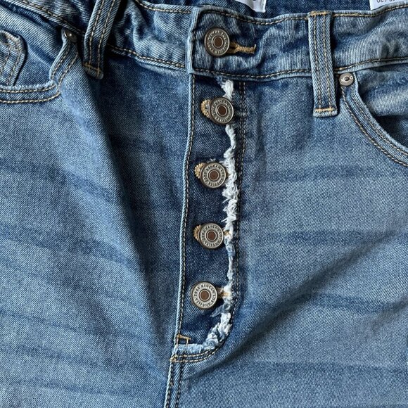 Kancan Womens Stormy High Rise Mom Jeans Size 13/30 Button Fly Grunge Distressed - Picture 4 of 11